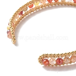 Colorful Cubic Zirconia Beads Cuff Bangle for Girl Women&nbsp;BJEW-JB06609