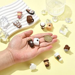 コーヒーテーマシリコンビーズ12個、12つのスタイル  焦点ビーズ  混合図形  ミックスカラー  19.5~29x14~27x6.5~20mm  穴：2mm  1個/スタイル&nbsp;SIL-FS0001-36