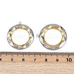 304ステンレスペンダント  イオンプレーティング（ip）  リングチャーム  本金メッキ&ステンレススチールカラー  27x24.5x3mm  穴：1.5mm&nbsp;STAS-L290-47GP
