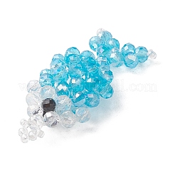 ABカラーメッキガラスチャーム  魚のチャーム  シードビーズで  多面カット  ディープスカイブルー  35.5x17x7.5mm  穴：2mm&nbsp;PALLOY-MZ01330-02