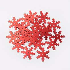オーナメントアクセサリープラスチック製スパンコール/スパンコールビーズ  スノーフレーク  インディアンレッド  19x17x0.1mm  穴：1.4mm&nbsp;PVC-E001-04-YD02