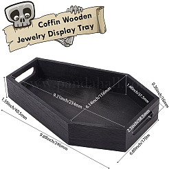 棺の木製ジュエリーディスプレイトレイ  ブレスレット  ネックレス  サングラスの収納  ブラック  24.6x17x4.05cm&nbsp;FIND-WH20024-25