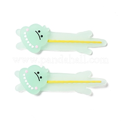 明るいPVCカボション  ヘアアクセサリー用  ワニ  淡緑色  28x64x5mm&nbsp;LS-PVC-B001-03