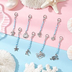 8Pcs Marine Animals Zinc Alloy Pendant Decorations&nbsp;HJEW-JM03229