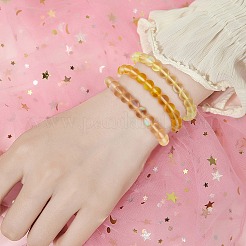 3個のラウンド合成ムーンストーン編組ビーズブレスレット  女性のためのアクセサリー用原石のアクセサリー  きいろ  内径：1-7/8~3-1/4インチ（4.8~8.3cm）&nbsp;BJEW-SW00061-03