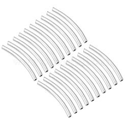 スターリングシルバーチューブビーズ20個925個  カーブチューブ  銀  20x1.5mm  穴：1mm&nbsp;STER-PH0001-80