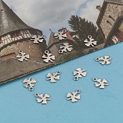 変色しにくい304ステンレススチールチャーム  4は、クローバーのペンダントを残し  ステンレス鋼色  10x8x1mm  穴：1mm&nbsp;STAS-J014-12