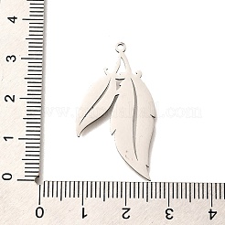 ステンレスペンダント201個  レーザー切断  羽根の葉のチャーム  変色防止  ステンレス鋼色  35x19x1mm  穴：1.4mm&nbsp;STAS-B083-14P