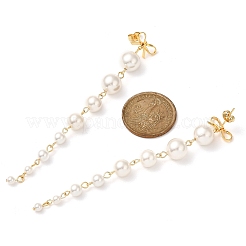 女性用シェルパールラウンドスタッドピアス  蝶結び  100x15.5mm&nbsp;EJEW-JE06195-02