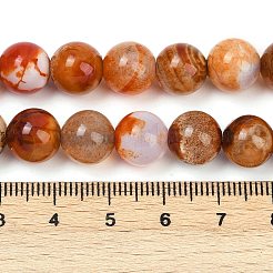 天然石瑪瑙ビーズ連売り  染め＆加熱  ラウンド  チョコレート  10~10.5mm  穴：0.7mm  約38個/連  14.76''（37.5センチメートル）&nbsp;G-NH0001-G15-01