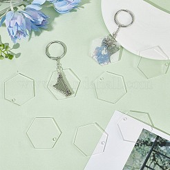 透明アクリルブランクペンダント20個  六角  キーホルダーやジュエリー用  透明  39x44.5x2mm  穴：3.5mm&nbsp;TACR-SC0001-19