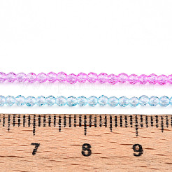 透明なグラデーションカラーのガラスビーズ連売り  多面カットラウンド  マゼンタ  2mm  穴：0.8mm  約160~178個/連  13.58 ~14.17インチ（34.5~36cm）&nbsp;GLAA-H021-01A-21
