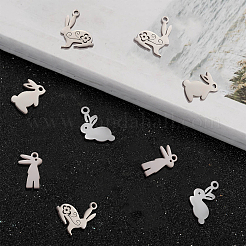 24Pcs 4 Style 201 Stainless Steel Bunny Charms&nbsp;STAS-SC0003-43