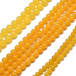 天然石マレーシアジェイドビーズ連売り  染め＆加熱  ラウンド  ゴールド  8~8.5mm  穴：1.2mm  約48個/連  14.96インチ（38cm）&nbsp;G-L645-C01-8mm-23
