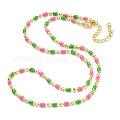 Brass Enamel Column Link Chain Necklaces&nbsp;NJEW-H039-10A-03G