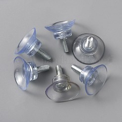 樹脂と鉄糸の家具レベラー  調節可能なテーブル椅子のネジ足  吸盤付き  丸パイプチューブ用  プラチナ  28.5x32mm  ピン：6mm&nbsp;FIND-WH0143-08