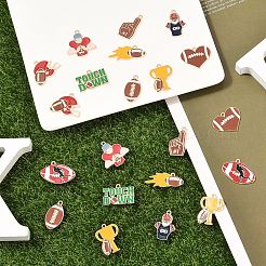 ラグビーテーマ合金エナメルペンダント20個10スタイル  混合図形  ゴールドカラー  ミックスカラー  13~25x13.5~25x1mm  穴：1.6mm  2個/スタイル&nbsp;ENAM-YW0009-19