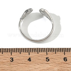 女性用304ステンレススチールカフオープンリング  両手を広げて抱きしめる  ステンレス鋼色  6.7mm  内径：17.4mm&nbsp;RJEW-L341-05B-P