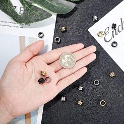 304ステンレススチールビーズ  大穴ビーズ  溝付き  コラム  ミックスカラー  9x6mm  穴：6mm  3色  6個/カラー  18個/箱&nbsp;STAS-UN0006-98