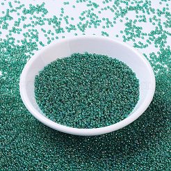 MIYUKIラウンドロカイユビーズ  日本製シードビーズ  （rr295)透明エメラルドab  11/0  2x1.3mm  穴：0.8mm  約1100PCS /ボトル  10 G /ボトル&nbsp;SEED-JP0008-RR0295