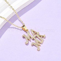 Mother's Day Brass Micro Pave Clear Cubic Zirconia Pendant Necklaces for Women&nbsp;LS-NJEW-Q021-01B-G