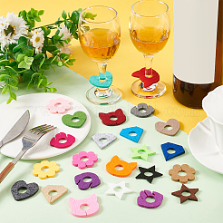 24Pcs 24 Styles Felt Wine Glass Charms&nbsp;AJEW-BC0004-23