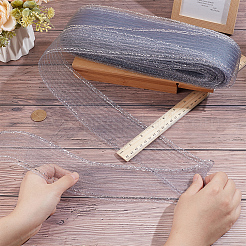 ポリエステルメッシュ生地  ドレス衣装の装飾用  グレー  55~60mm  25ヤード/個&nbsp;DIY-WH0671-002B