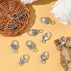 10 個 5 スタイルのチベットスタイル合金カニカン  アンティークシルバー  混合図形  26~27x13.5~15x5.5~6mm  穴：3.5~4mm  2個/スタイル&nbsp;FIND-YW0009-89