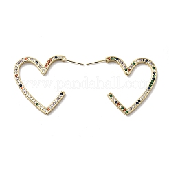 Heart Brass Micro Pave Cubic Zirconia Stud Earrings&nbsp;EJEW-F395-01B