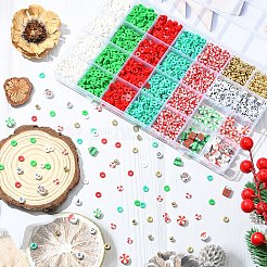 クリスマスDIY手作りポリマークレイ＆アクリル＆CCBプラスチックビーズファインディングキット  ミックスカラー  6x0.5mm  穴：1.8mm&nbsp;DIY-YW0017-62