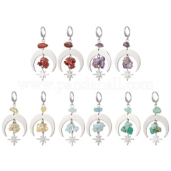 Chip Natural Mixed Stone Leverback Earrings&nbsp;EJEW-JE06200