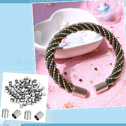 304ステンレススチールコードエンド80個  エンドキャップ  コラム  ステンレス鋼色  7x6mm  内径：5mm&nbsp;STAS-ME0002-73