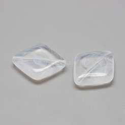 アクリルビーズ  天然石風  ツートン  菱形  クリア＆ホワイト  30x25x7.5mm  穴：2mm  約147個/500g&nbsp;OACR-Q086-AD033