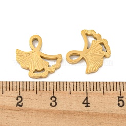 イオンプレーティング（IP）304ステンレススチールチャーム  レーザー切断  イチョウの葉チャーム  ゴールドカラー  14x14x1.6mm  穴：2x3mm&nbsp;STAS-S135-03G