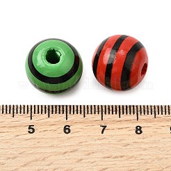 印刷されたシマウッドビーズ  ストライプラウンド  ミックスカラー  16mm  穴：4.2mm&nbsp;WOOD-L022-03B-01