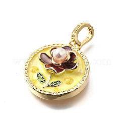 Brass Micro Pave Cubic Zirconia & Enamel Pendants&nbsp;KK-R222-10G-03
