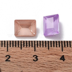 K9ガラスラインストーンカボション  ポイントバック＆バックメッキ  多面カット  長方形  ミックスカラー  8x6x4mm&nbsp;RGLA-M020-G03-DE