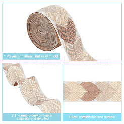 Polyester Jacquard Leaf Ribbon for Garment Accessories&nbsp;OCOR-WH0097-23D