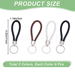 24Pcs 3 Colors Imitation Leather Keychain&nbsp;KEYC-CP0001-21