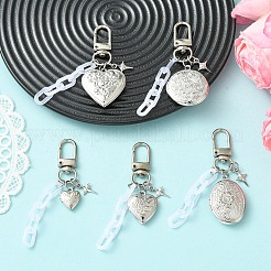 5Pcs Brass Locket & Alloy Star & Acrylic Oval Link Pendant Decorations&nbsp;HJEW-YW00470