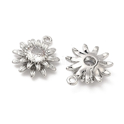 真鍮製マイクロパヴェキュービックジルコニアペンダント  花のチャーム  プラチナ  15x13x4mm  穴：1.2mm&nbsp;KK-L260-04P