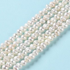 天然養殖淡水パールビーズ連売り  ポテト  グレードa ++  パパイヤホイップ  4~4.5x4~4.5mm  穴：0.5mm  約80個/連  13.58''（34.5センチメートル）&nbsp;PEAR-E018-62