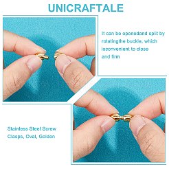 304ステンレススチール製ネジ留め具6個  オーバル  ゴールドカラー  12x5mm  穴：0.7mm&nbsp;STAS-UN0050-12