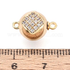 真鍮製クリアキュービックジルコニアボックスクラスプ6個  ラウンド  1連  1穴  2KGP本金メッキ  18mm  穴：14~15.5x10x9.5mm&nbsp;KK-T073-45G