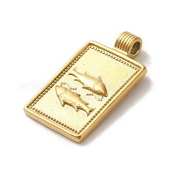 304ステンレスペンダント  星座のある長方形  14KGP本金メッキ  魚座  25x14x2mm  穴：2mm&nbsp;X-STAS-L022-306G-10