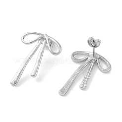 変色しない304ステンレススチールスタッドピアス  女性のための  蝶結び  ステンレス鋼色  29.3x20.4mm&nbsp;EJEW-S227-30P-09