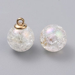 Bubblegum AB Color Transparent Crackle Acrylic  Pendants&nbsp;GLAA-TAC0002-D09