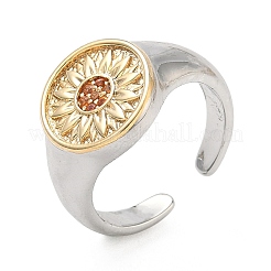 Brass Micro Pave Clear Cubic Zirconia Cuff Rings&nbsp;RJEW-G364-01GP-02
