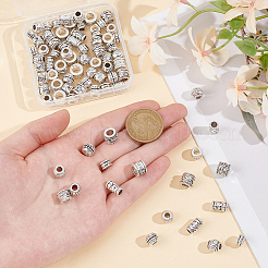 80個 8スタイル チベットスタイル ヨーロピアンビーズ  大穴ビーズ  アンティークシルバー  8~11.5x4.5~8.5mm  穴：4~6mm&nbsp;DIY-NB0012-43E