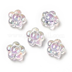 UVメッキレインボー虹色透明アクリルビーズ  ツートン  花  ミックスカラー  15.5x16x9mm  穴：3mm&nbsp;X-OACR-C007-11